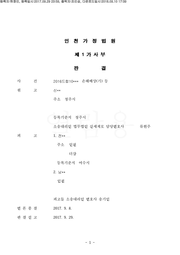혼인기간 6년, 협의이혼 마친 상황에서 위자료 2000만원 특유재산에 대해 재산분할 2억 2500만원 인정