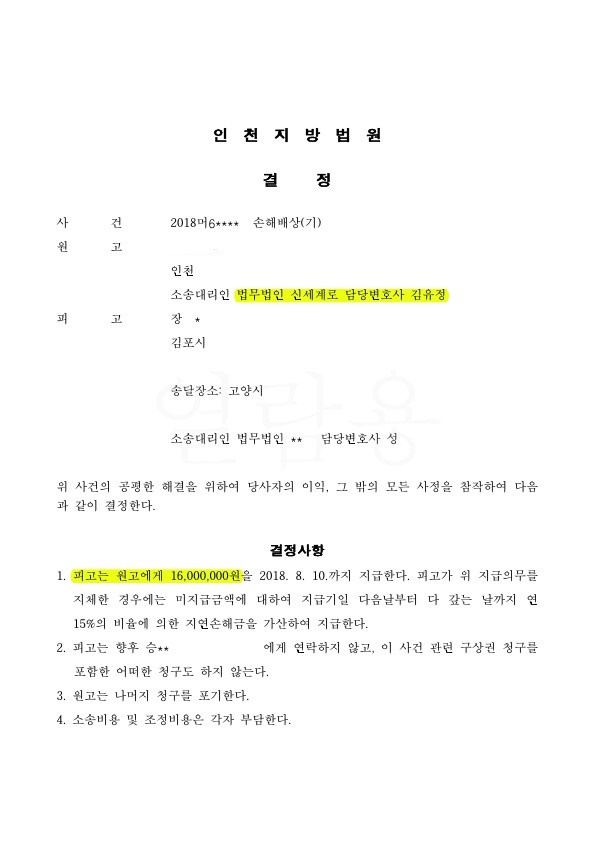 이혼안하면서 상간남 위자료 1600만원 인정