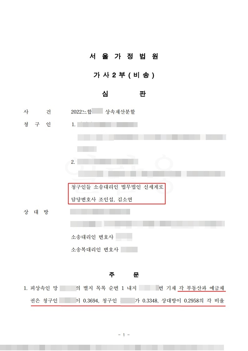 상속분할 합의 무효, 특별수익 4억 인정으로 청구인 재산분할 승소