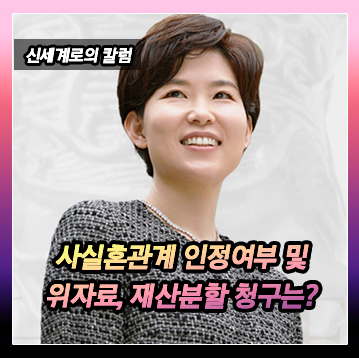 사실혼관계 인정 및 사실혼관계 해소에 따른 재산분할, 부정행위를 한 제3자에 대한 위자료 청구 가능 여부 이미지